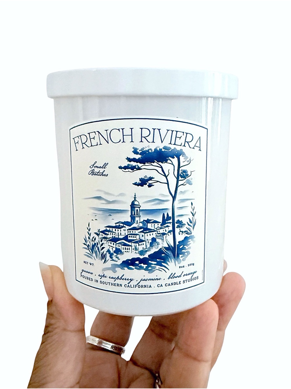 Leoben Company French Riviera Scented Candle - Blue and White